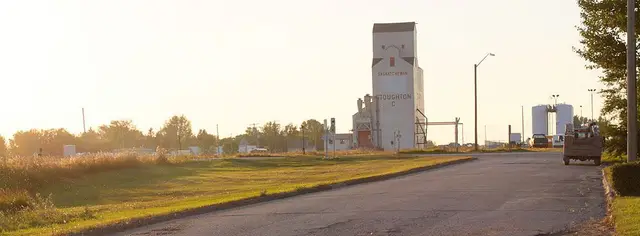 Grain elevator at the end of the road