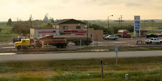 Esso station and restaurant on the highway